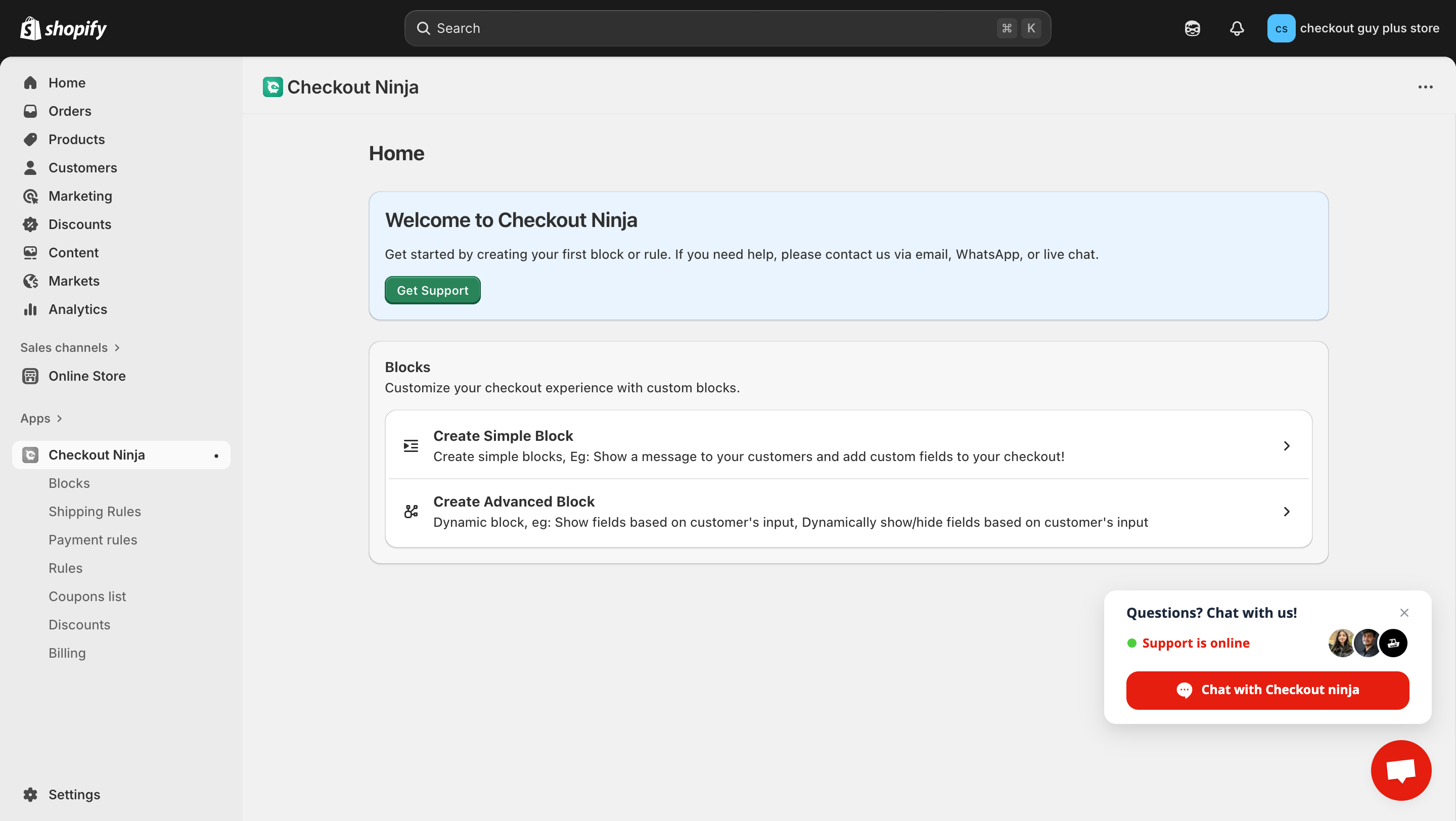 Checkout Ninja Dashboard