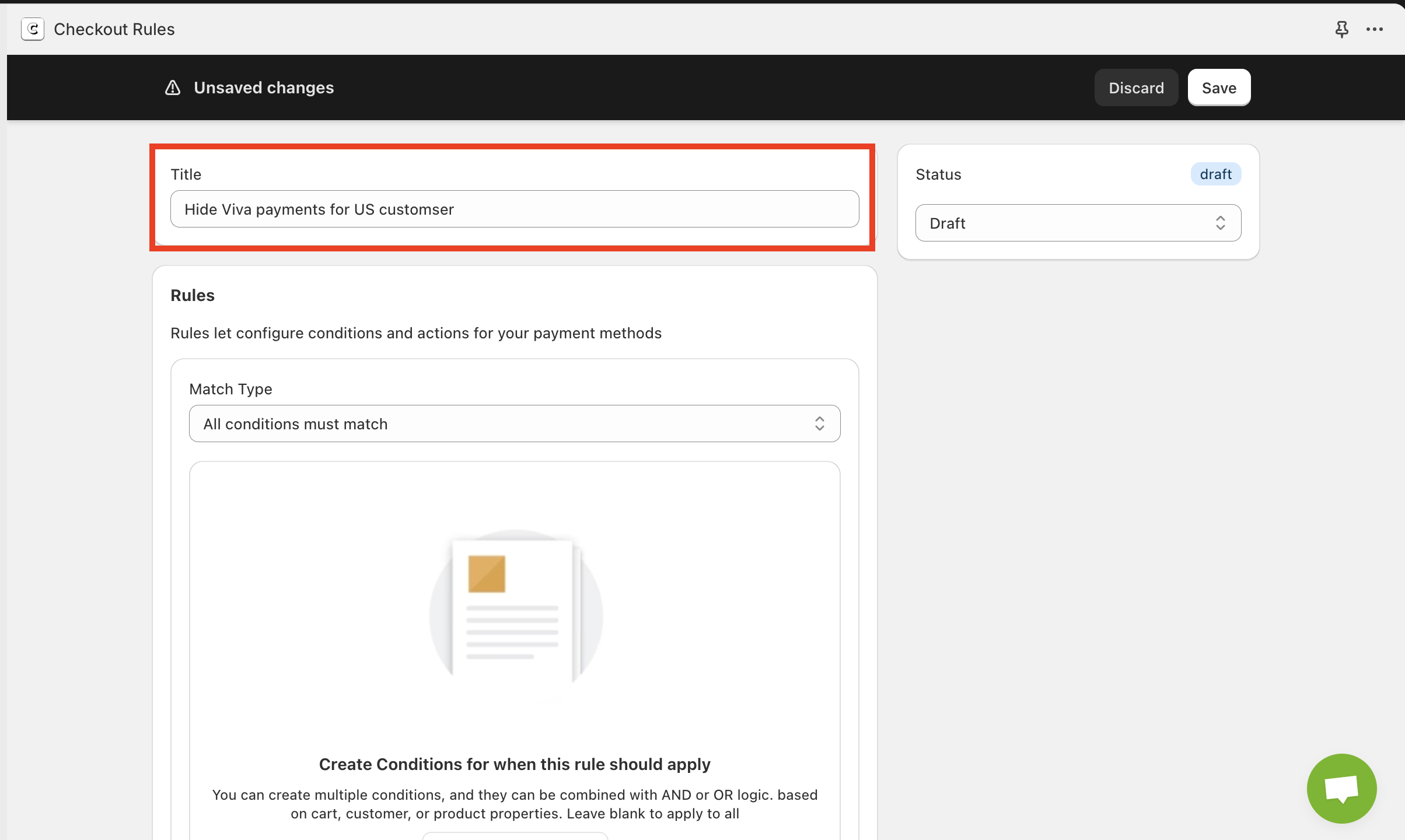 Setting the rule title Rule Title